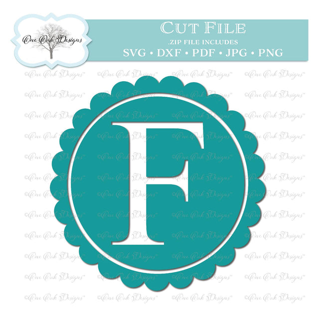 Scallop Monogram Alphabet Letter F SVG One Oak Designs 