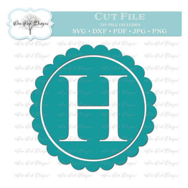 Scallop Monogram Alphabet Letter H SVG One Oak Designs 