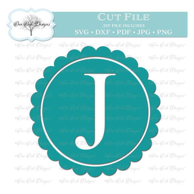 Scallop Monogram Alphabet Letter J SVG One Oak Designs 