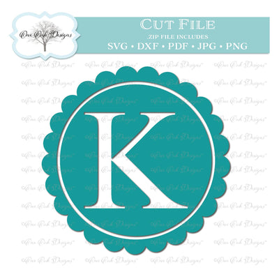Scallop Monogram Alphabet Letter K SVG One Oak Designs 