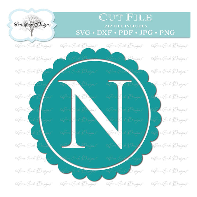 Scallop Monogram Alphabet Letter N SVG One Oak Designs 
