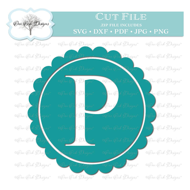Scallop Monogram Alphabet Letter P SVG One Oak Designs 