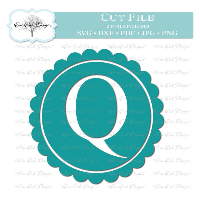 Scallop Monogram Alphabet Letter Q SVG One Oak Designs 