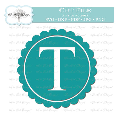 Scallop Monogram Alphabet Letter T SVG One Oak Designs 