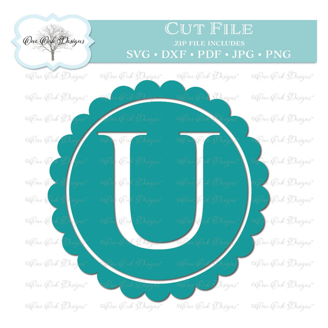 Scallop Monogram Alphabet Letter U SVG One Oak Designs 