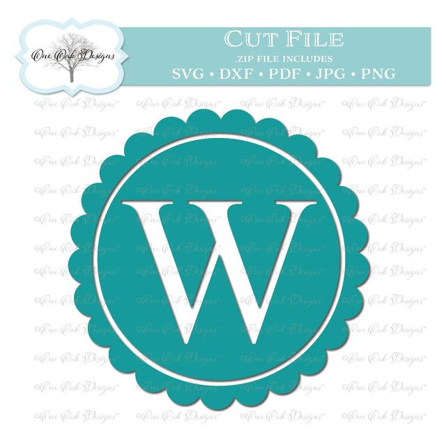 Scallop Monogram Alphabet Letter W SVG One Oak Designs 