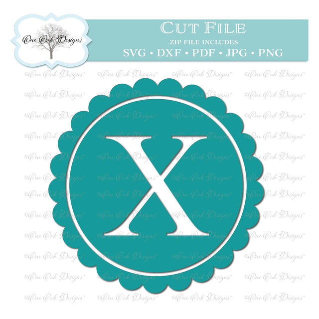 Scallop Monogram Alphabet Letter X SVG One Oak Designs 