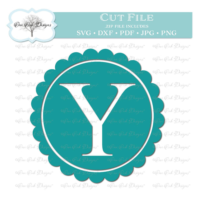 Scallop Monogram Alphabet Letter Y SVG One Oak Designs 