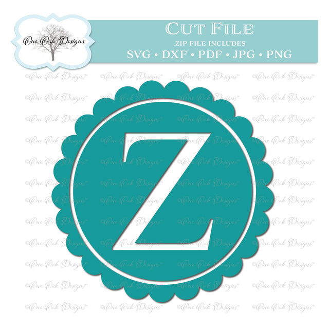 Scallop Monogram Alphabet Letter Z SVG One Oak Designs 