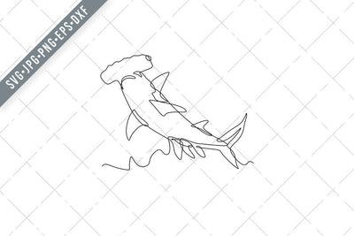 Scalloped Hammerhead Shark or Sphyrna Lewini Jumping Continuous Line Drawing Black and White SVG Patrimonio Designs Limited 