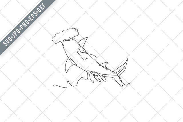 Scalloped Hammerhead Shark or Sphyrna Lewini Jumping Continuous Line Drawing Black and White SVG Patrimonio Designs Limited 