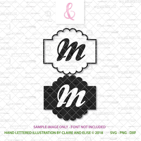 Scalloped Monogram Frame With Rectangle / Label Frame - SVG PNG DXF SVG Claire And Elise 
