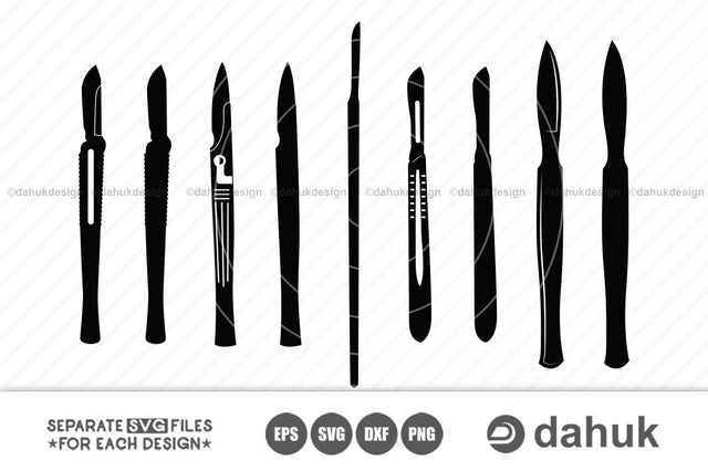 Scalpels SVG Files, Scalpels DXF, Scalpels Silhouette, Scalpels Vector, Scalpels Vector, svg, eps, dxf, Cut file for silhouette SVG dahukdesign 