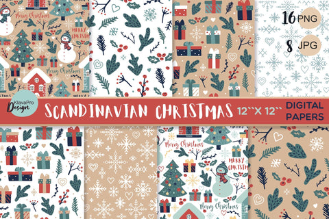 Scandinavian Christmas Digital Paper Pattern Background Digital Pattern Klava P 