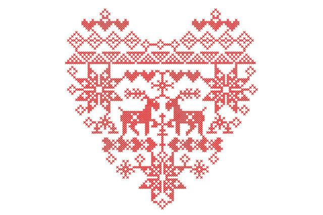 Scandinavian Christmas Heart Embroidery Design Embroidery/Applique DESIGNS NextEmbroidery 