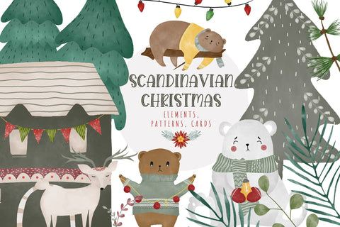 Scandinavian Christmas Watercolor Sublimation Bundle SVG dapiyupi store 