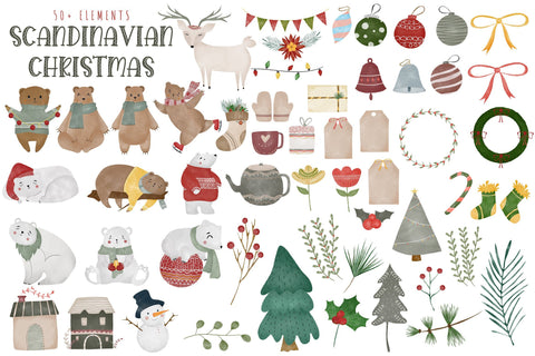 Scandinavian Christmas Watercolor Sublimation Bundle SVG dapiyupi store 