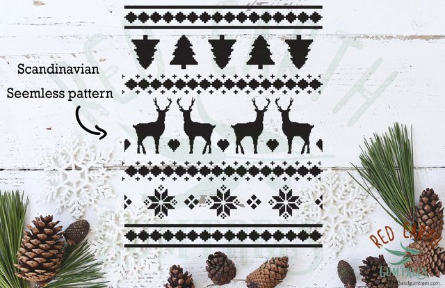 Scandinavian seamless pattern template in SVG,PNG,DXF,EPS SVG Redearth and gumtrees 
