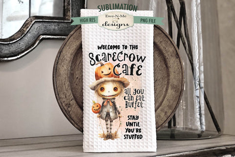 Scarecrow Cafe Kitchen Towel Sublimation Set | Halloween Sublimation Designs Sublimation Ewe-N-Me Designs 
