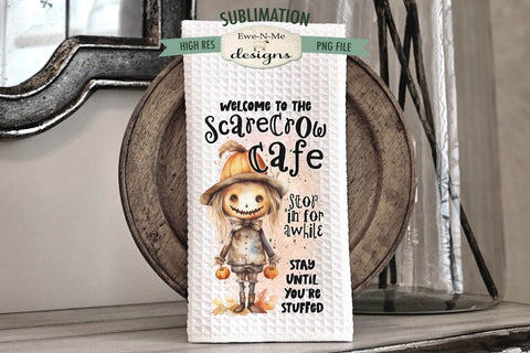 Scarecrow Cafe Kitchen Towel Sublimation Set | Halloween Sublimation Designs Sublimation Ewe-N-Me Designs 