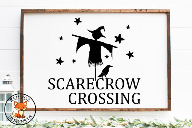 Scarecrow Crossing, Fall Autumn SVG PNG DXF Cut File, Halloween svg SVG RedFoxDesignsUS 