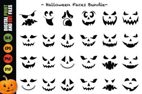 Scarecrow Faces Bundle, Snowman faces Bundle, Halloween Faces Bundle, Pumpkins Faces Bundle SVG SvgMonkeys 