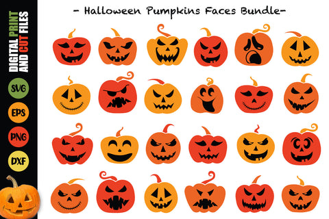 Scarecrow Faces Bundle, Snowman faces Bundle, Halloween Faces Bundle, Pumpkins Faces Bundle SVG SvgMonkeys 