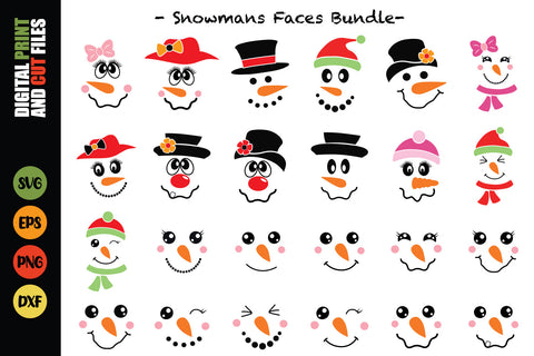 Scarecrow Faces Bundle, Snowman faces Bundle, Halloween Faces Bundle, Pumpkins Faces Bundle SVG SvgMonkeys 