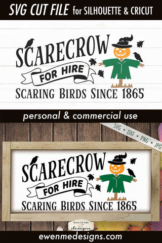 Scarecrow For Hire SVG - Fall Autumn SVG SVG Ewe-N-Me Designs 