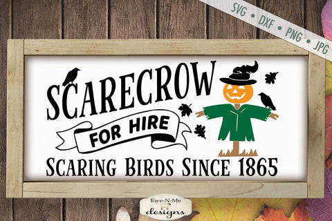 Scarecrow For Hire SVG - Fall Autumn SVG SVG Ewe-N-Me Designs 