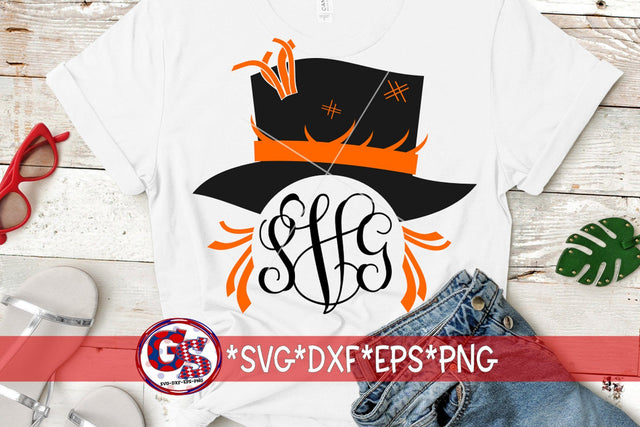 Scarecrow Monogram Frame-SVG DXF EPS PNG SVG Greedy Stitches 