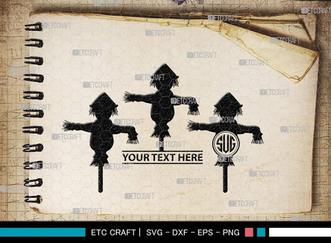 Scarecrow Monogram, Scarecrow Silhouette, Scarecrow SVG, Farm Svg, Farming Svg, Gardening Svg, SB00402 SVG ETC Craft 