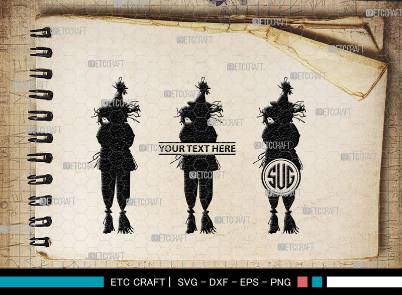 Scarecrow Monogram, Scarecrow Silhouette, Scarecrow SVG, Farm Svg