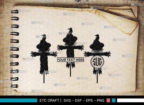 Scarecrow Monogram, Scarecrow Silhouette, Scarecrow SVG, Farm Svg, Farming Svg, Gardening Svg, SB00402 SVG ETC Craft 