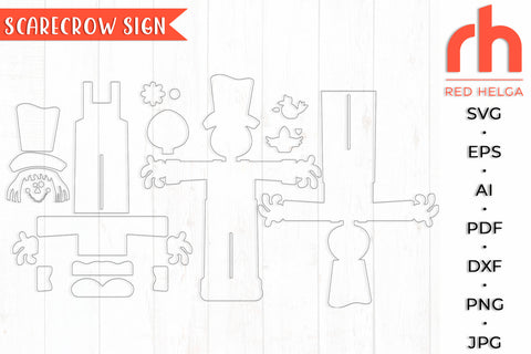 Scarecrow SVG - Porch Sign Cut File - Fall Decor DXF SVG RedHelgaArt 