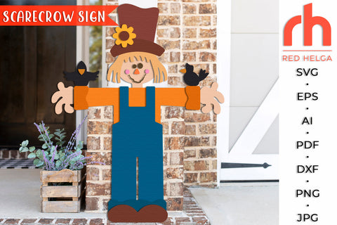 Scarecrow SVG - Porch Sign Cut File - Fall Decor DXF SVG RedHelgaArt 