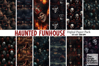 Scary Carnival | Halloween Horror Digital Pattern Fine Purple Elephant Creations 