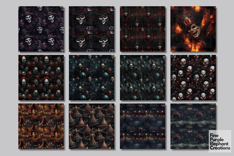 Scary Carnival | Halloween Horror Digital Pattern Fine Purple Elephant Creations 