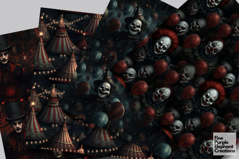 Scary Carnival | Halloween Horror Digital Pattern Fine Purple Elephant Creations 