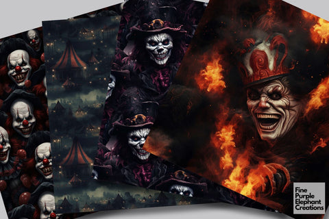 Scary Carnival | Halloween Horror Digital Pattern Fine Purple Elephant Creations 