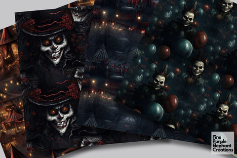 Scary Carnival | Halloween Horror Digital Pattern Fine Purple Elephant Creations 