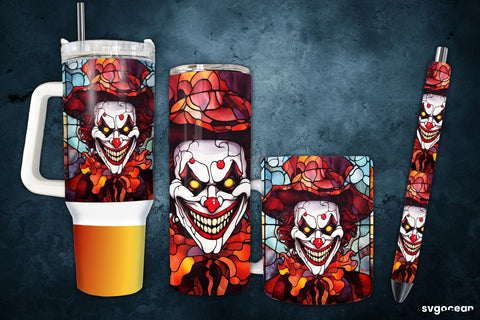 Scary Clown Bundle | Tumbler | Mug | Pen Sublimation SvgOcean 