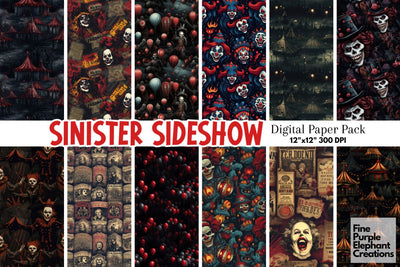 Scary Funhouse | Halloween Horror Digital Pattern Fine Purple Elephant Creations 