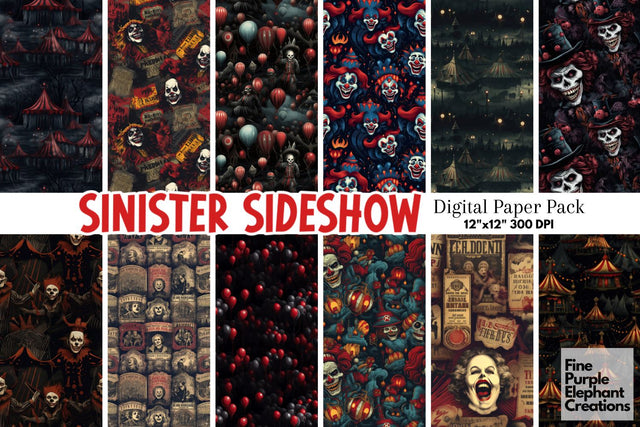 Scary Funhouse | Halloween Horror Digital Pattern Fine Purple Elephant Creations 