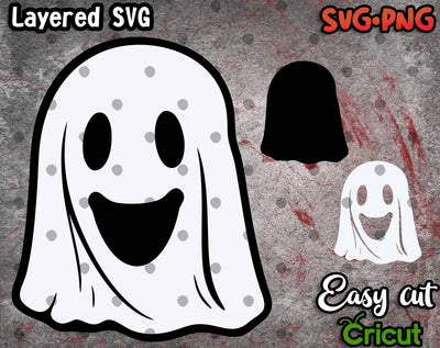 Scary Ghost - Layered SVG Files - Halloween Decor PNG SVG Cozy-Art 