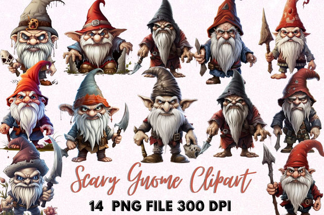 Scary Gnome Clipart Bundle Sublimation Regulrcrative 