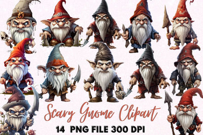 Scary Gnome Clipart Bundle Sublimation Regulrcrative 