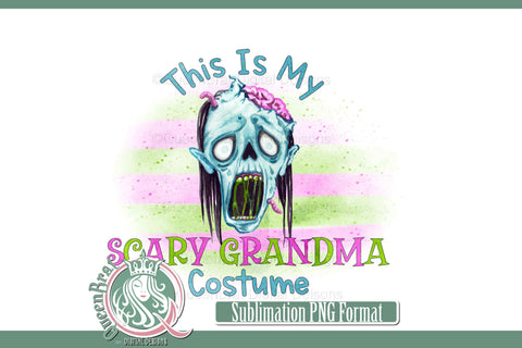 Scary Grandma Zombie Costume Sublimation QueenBrat Digital Designs 