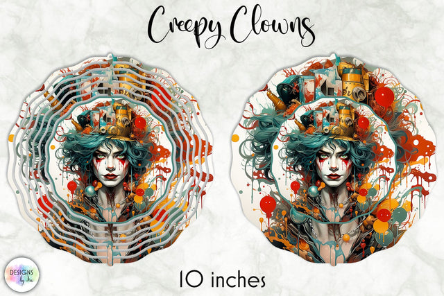 Scary Halloween Clown Wind Spinner Sublimation Sublimation Designs by Ira 