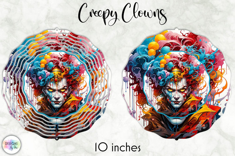 Scary Halloween Clown Wind Spinner Sublimation Sublimation Designs by Ira 
